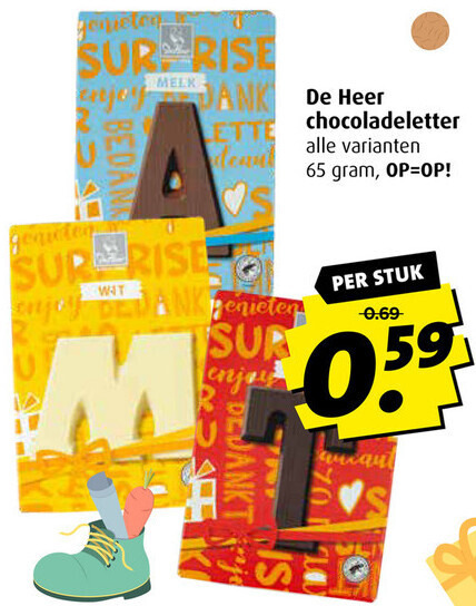 De Heer   chocoladeletter folder aanbieding bij  Boni - details