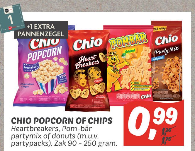 Chio   popcorn, zoutje folder aanbieding bij  Dekamarkt - details