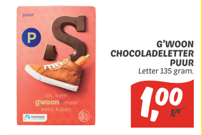 Gwoon   chocoladeletter folder aanbieding bij  Dekamarkt - details