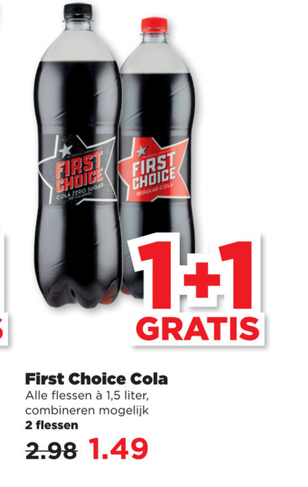 First Choice cola folder aanbieding bij Plus - details
