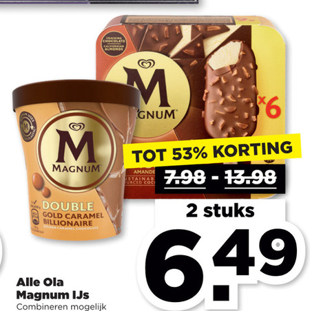 Magnum   ijsspecialiteit, ijslollies folder aanbieding bij  Plus - details