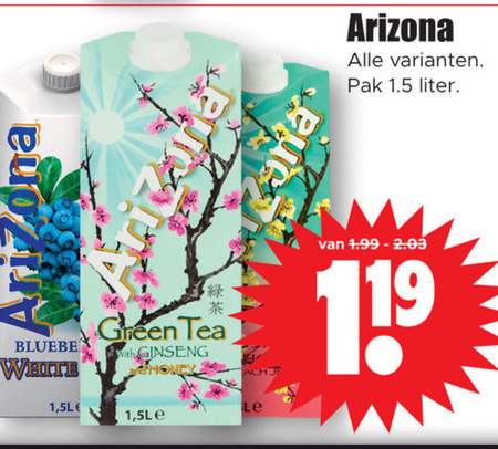 Arizona   ice tea folder aanbieding bij  Dirk - details