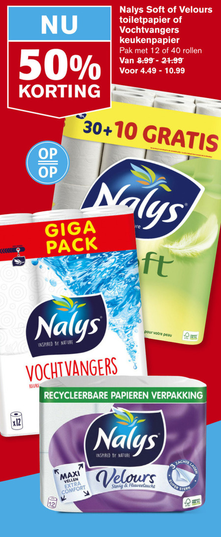 Nalys   toiletpapier, keukenpapier folder aanbieding bij  Hoogvliet - details