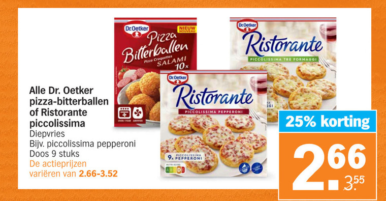 Dr Oetker   bitterballen, diepvriespizza folder aanbieding bij  Albert Heijn - details