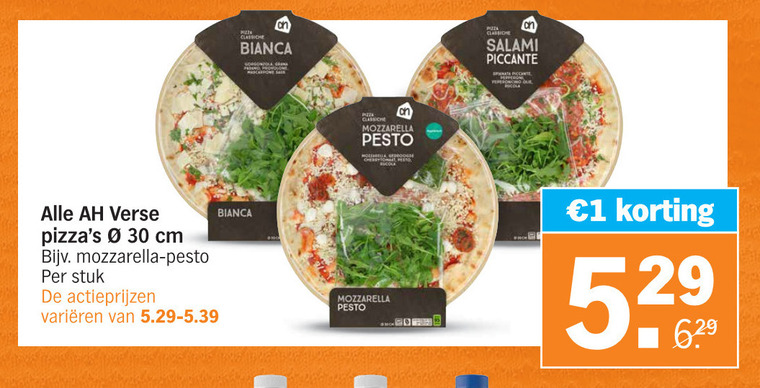 Albert Heijn Huismerk verse pizza folder aanbieding bij Albert Heijn