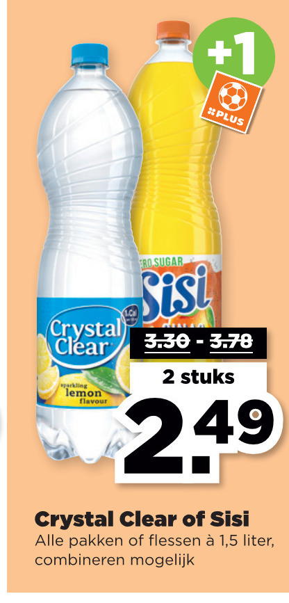 Crystal Clear   fruitdrank, frisdrank folder aanbieding bij  Plus - details