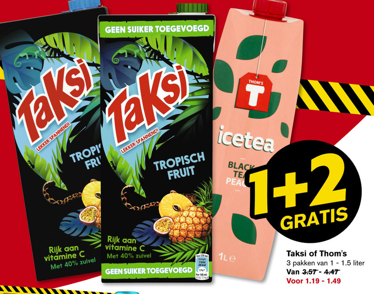 Taksi   ice tea, fruitdrank folder aanbieding bij  Hoogvliet - details