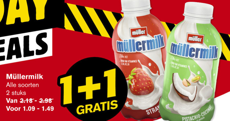 Mullermilk   chocolademelk folder aanbieding bij  Hoogvliet - details