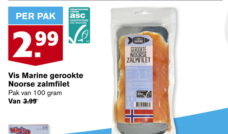 Vis Marine   gerookte zalmfilet folder aanbieding bij  Hoogvliet - details