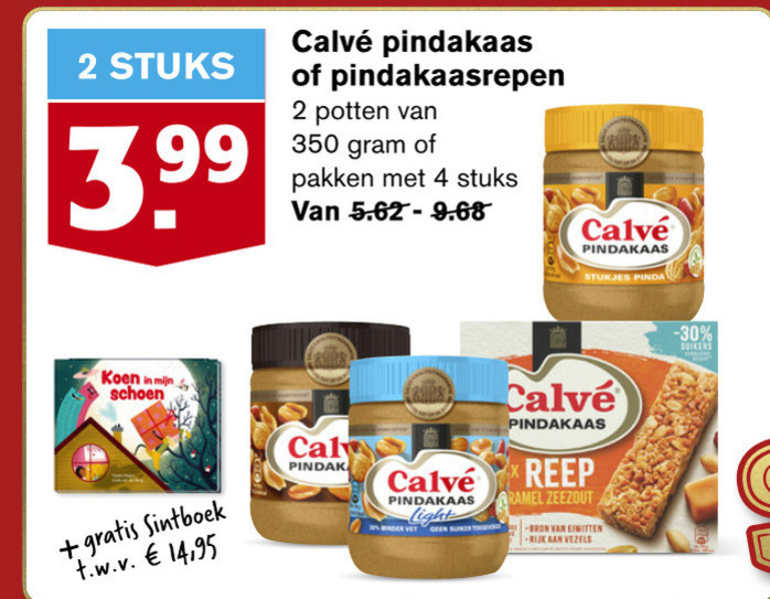 Calve   mueslireep, pindakaas folder aanbieding bij  Hoogvliet - details