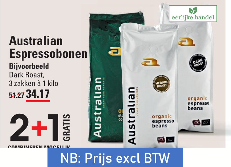 Australian   koffiebonen folder aanbieding bij  Sligro - details