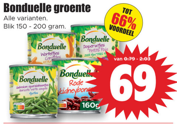 Bonduelle   groenteconserven folder aanbieding bij  Dirk - details