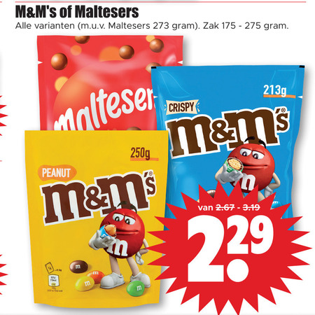 M en Ms   chocolade, chocoladepindas folder aanbieding bij  Dirk - details