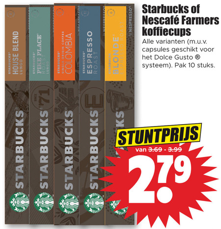 Spuug uit Detecteren ritme Starbucks koffiecups folder aanbieding bij Dirk - details