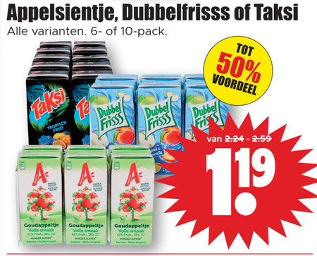 Dubbelfrisss   fruitdrank folder aanbieding bij  Dirk - details