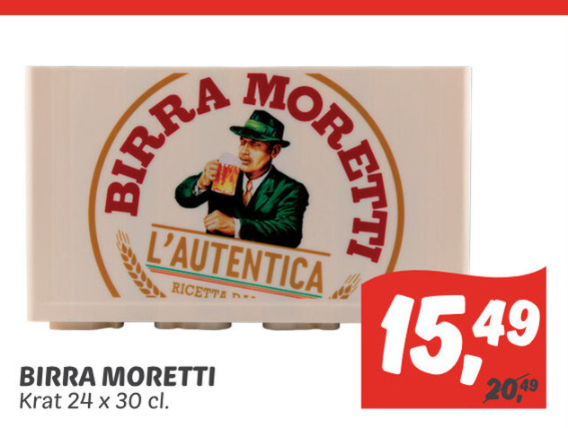 Birra Moretti   krat bier folder aanbieding bij  Dekamarkt - details