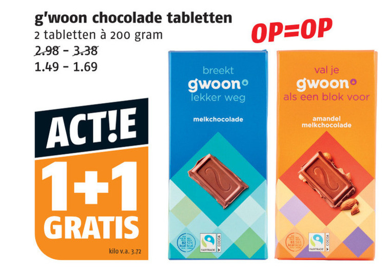 Gwoon   chocolade folder aanbieding bij  Poiesz - details