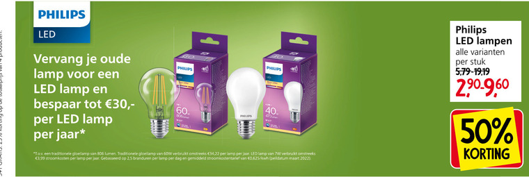 Philips   led lamp folder aanbieding bij  Jan Linders - details