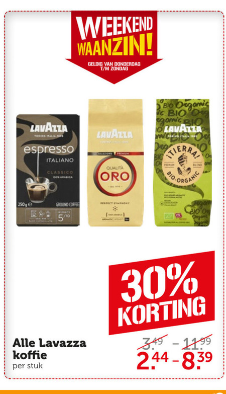 Lavazza   koffiecups, koffiebonen folder aanbieding bij  Coop - details