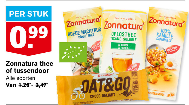 Zonnatura   thee, mueslireep folder aanbieding bij  Hoogvliet - details