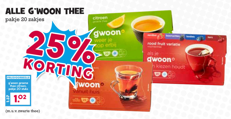 Gwoon   thee folder aanbieding bij  Boons Markt - details