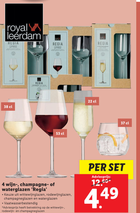 Niet modieus annuleren Afhaalmaaltijd champagneglas, wijnglas folder aanbieding bij Lidl - details