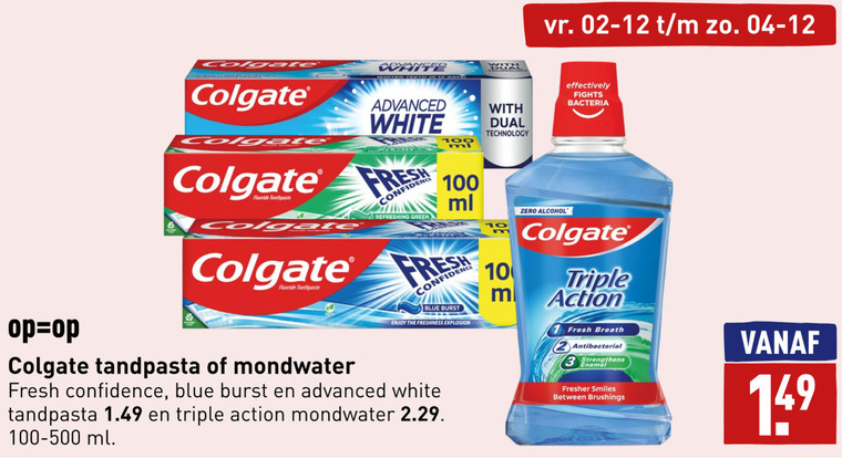 Colgate   mondwater, tandpasta folder aanbieding bij  Aldi - details