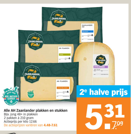 Zaanlander   kaasplakken, kaas folder aanbieding bij  Albert Heijn - details