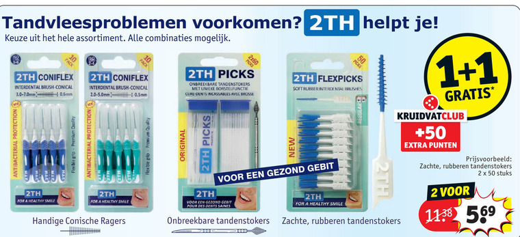 zeemijl ruw Feest 2TH interdentale ragers, tandenstokers folder aanbieding bij Kruidvat -  details