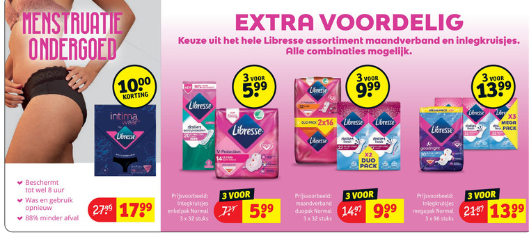 Libresse   maandverband, inlegkruisjes folder aanbieding bij  Kruidvat - details