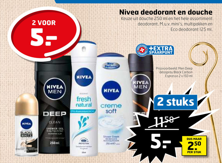 Nivea   deodorant, douchegel folder aanbieding bij  Trekpleister - details