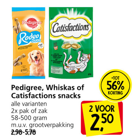 Catisfactions   kattensnacks, hondensnacks folder aanbieding bij  Jan Linders - details