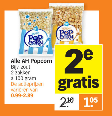 Albert Heijn Huismerk popcorn folder aanbieding bij Albert Heijn - details