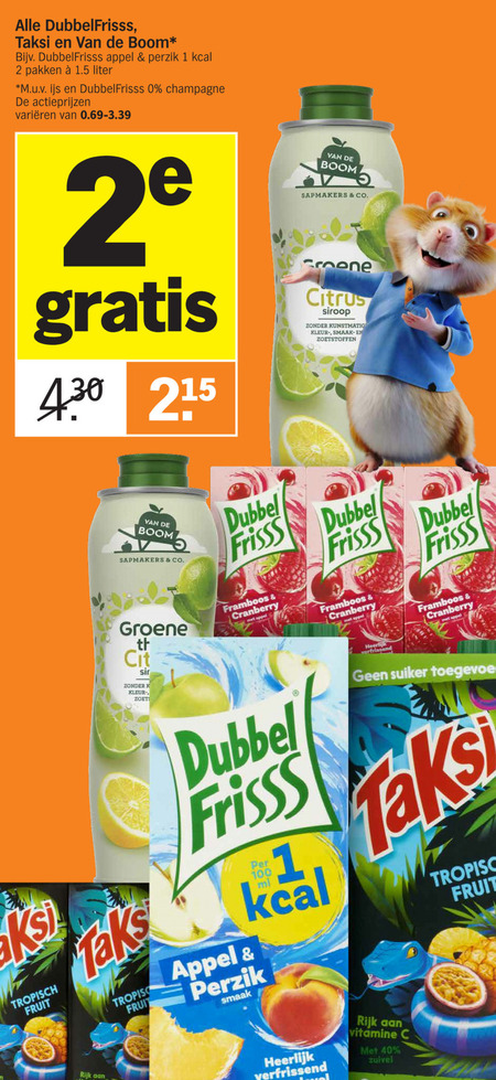 Dubbelfrisss   fruitdrank, limonadesiroop folder aanbieding bij  Albert Heijn - details