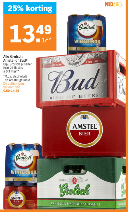 Amstel   blikje bier, krat bier folder aanbieding bij  Albert Heijn - details