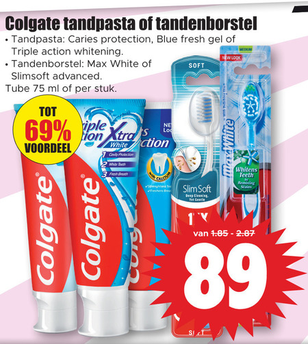 Colgate   tandpasta, tandenborstel folder aanbieding bij  Dirk - details