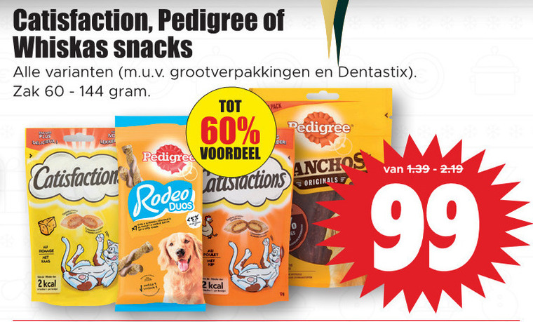 Catisfactions   kattensnacks, hondensnacks folder aanbieding bij  Dirk - details