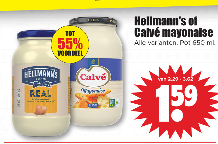 Hellmans   mayonaise folder aanbieding bij  Dirk - details