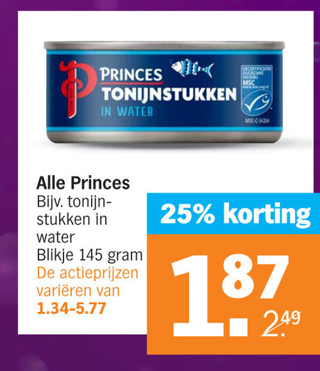 Princes   makreelconserven, tonijn in blik folder aanbieding bij  Albert Heijn - details