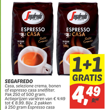 Segafredo   koffiebonen, koffie folder aanbieding bij  Dekamarkt - details