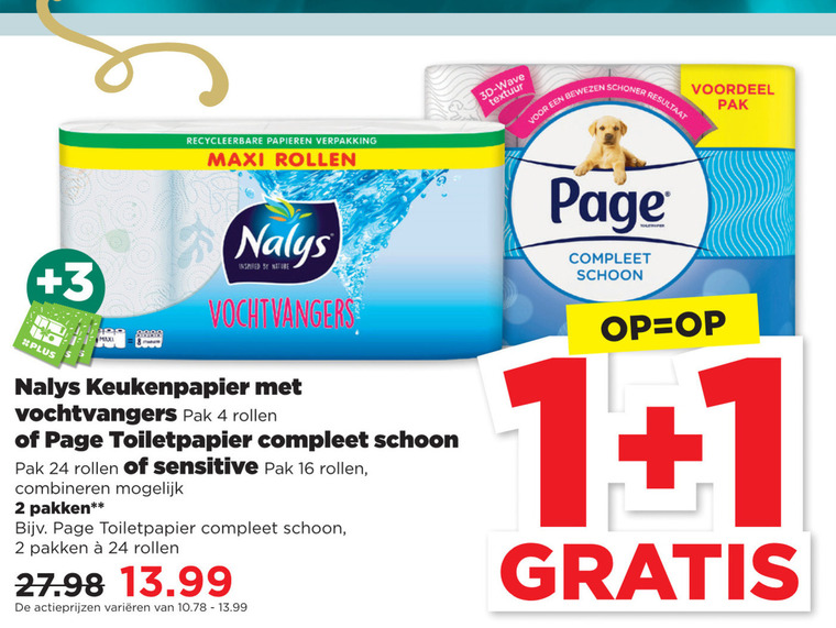 Nalys   toiletpapier, keukenpapier folder aanbieding bij  Plus - details