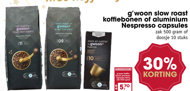 Gwoon   koffiebonen, koffiecups folder aanbieding bij  MCD Supermarkt Basis - details