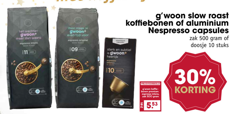 Gwoon   koffiebonen, koffiecups folder aanbieding bij  Boons Markt - details