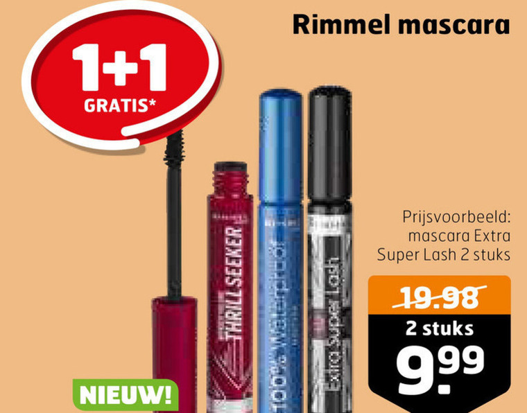 Rimmel   mascara folder aanbieding bij  Trekpleister - details