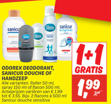 Sanicur   douchegel, deodorant folder aanbieding bij  Dekamarkt - details