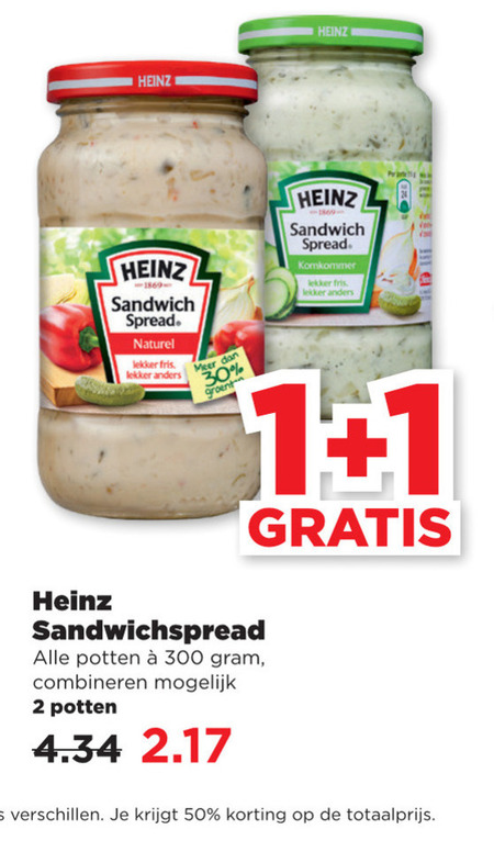 lawaai Savant Controle Heinz sandwich spread folder aanbieding bij Plus - details