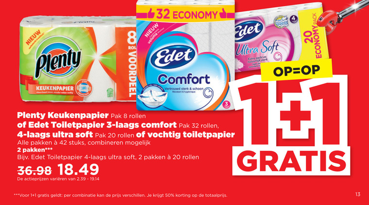 Edet   keukenpapier, vochtig toiletpapier folder aanbieding bij  Plus - details