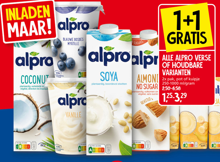 Alpro soja melk, soja yoghurt folder aanbieding bij Jan Linders details