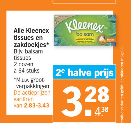 Kleenex   tissue, zakdoek folder aanbieding bij  Albert Heijn - details