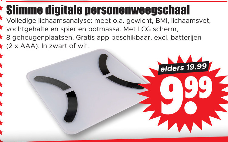 bezoeker dronken opening weegschaal folder aanbieding bij Dirk - details